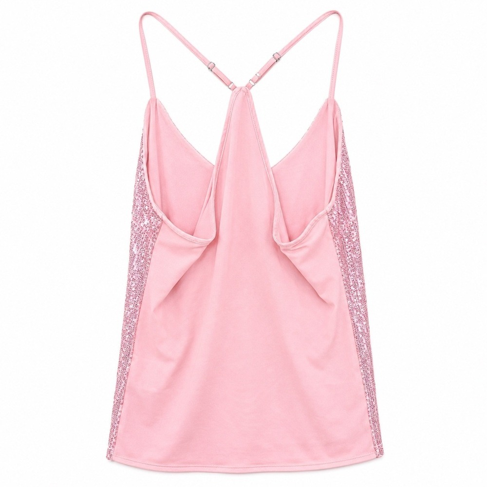 Grace Karin Womens XL Camisole Pink Sequined Sparkle Barbiecore BratZ NYE Party - Picture 2 of 6